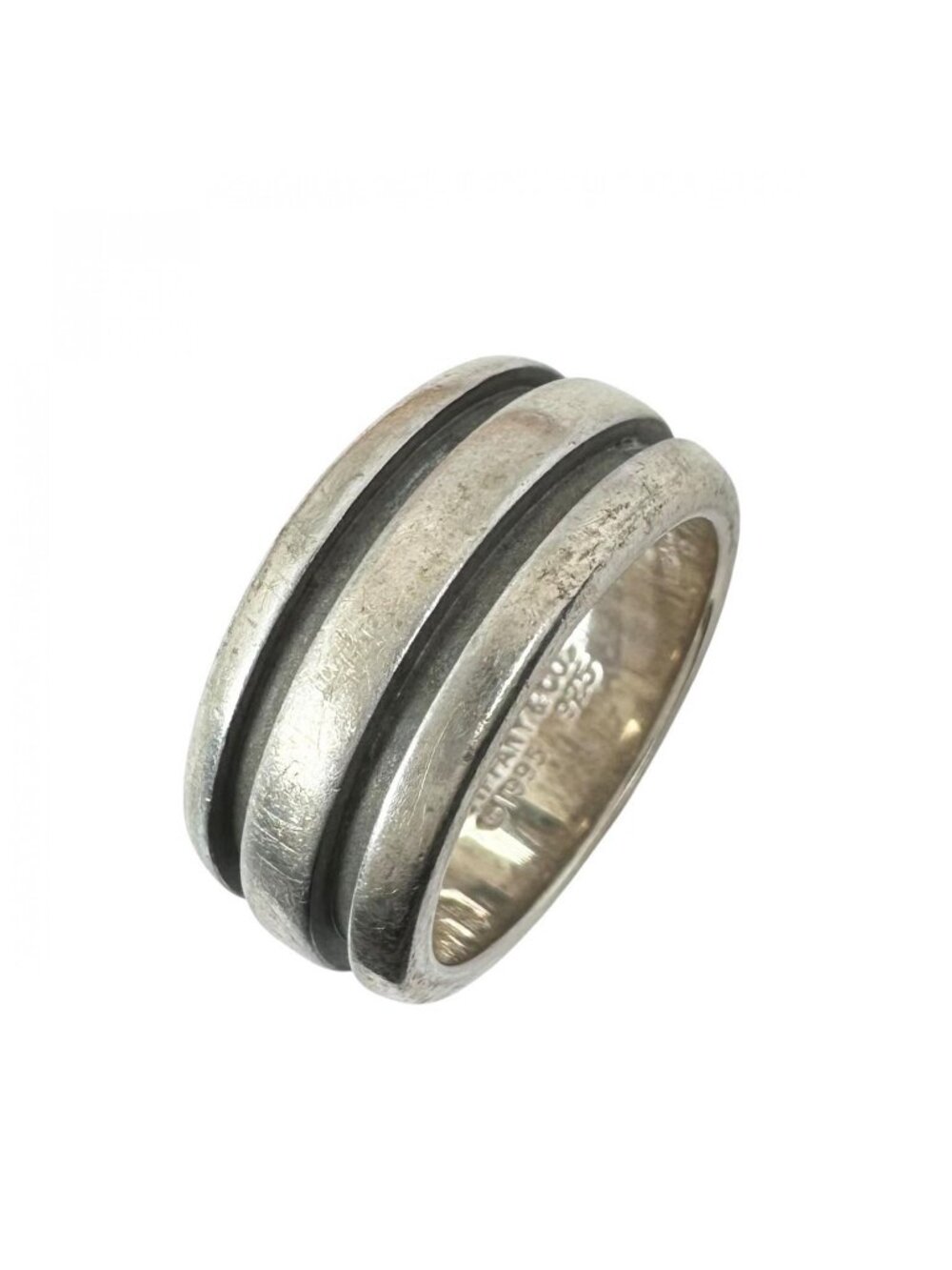 Tiffany & Co Ring Grooved Double Line Silver Vintage
